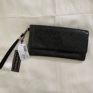 NWT Black Metalic Clutch Wristlet